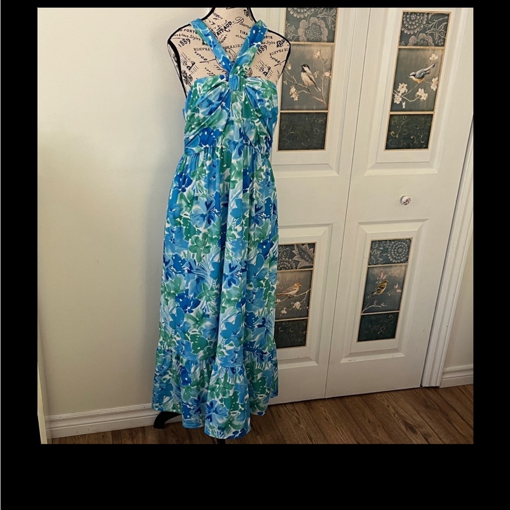 Grace Karin Blue and Green Floral Maxi Dress - Picture 16 of 16
